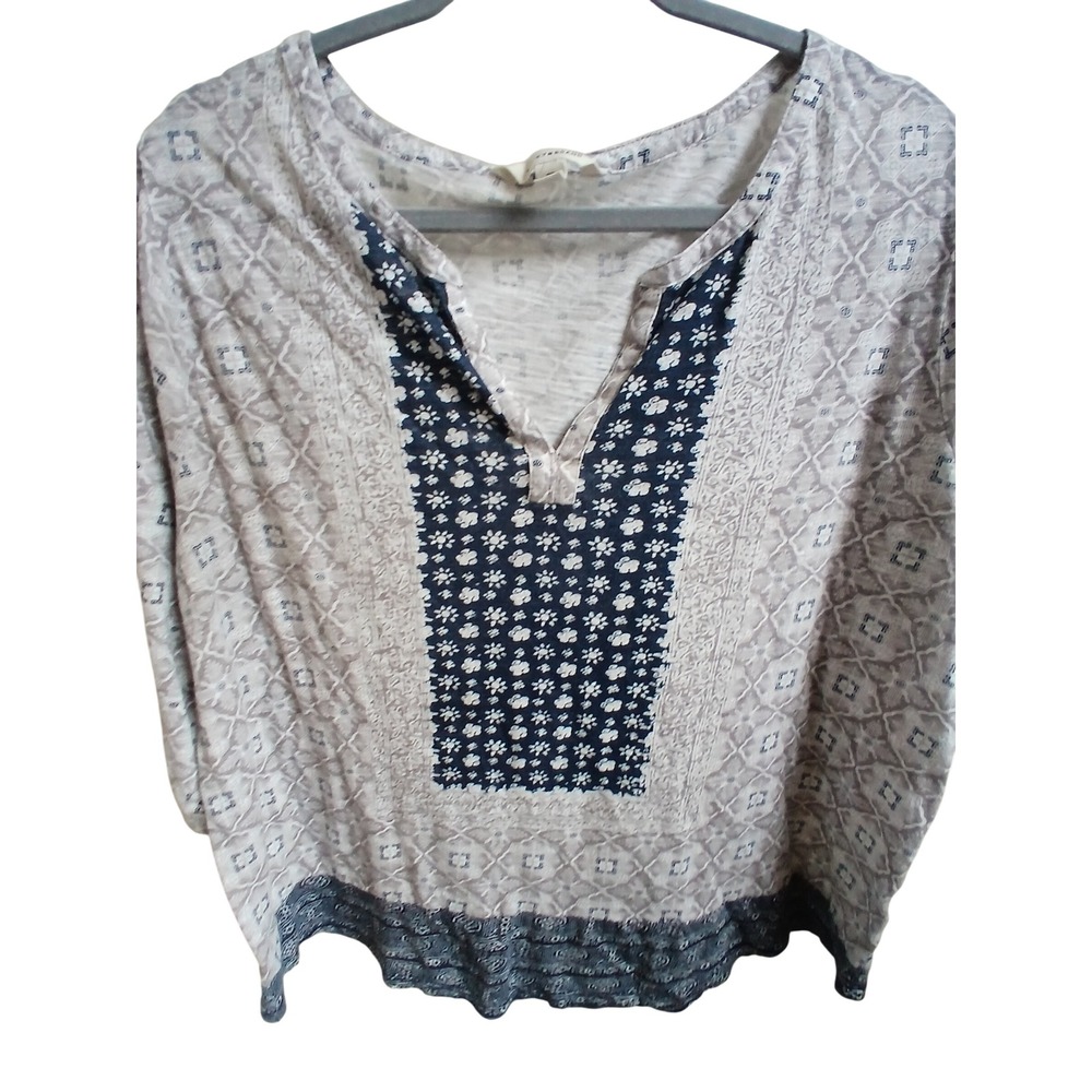Lucky Brand 1X‎ Geometric Print V-Neck Tunic Top Women's
